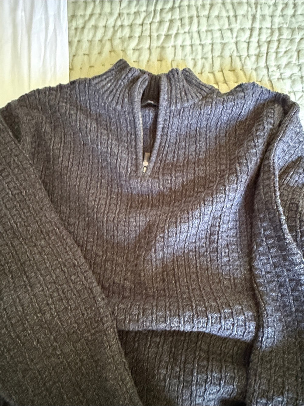 Women’s Ribbed Half-Zip Sweater - Gray
